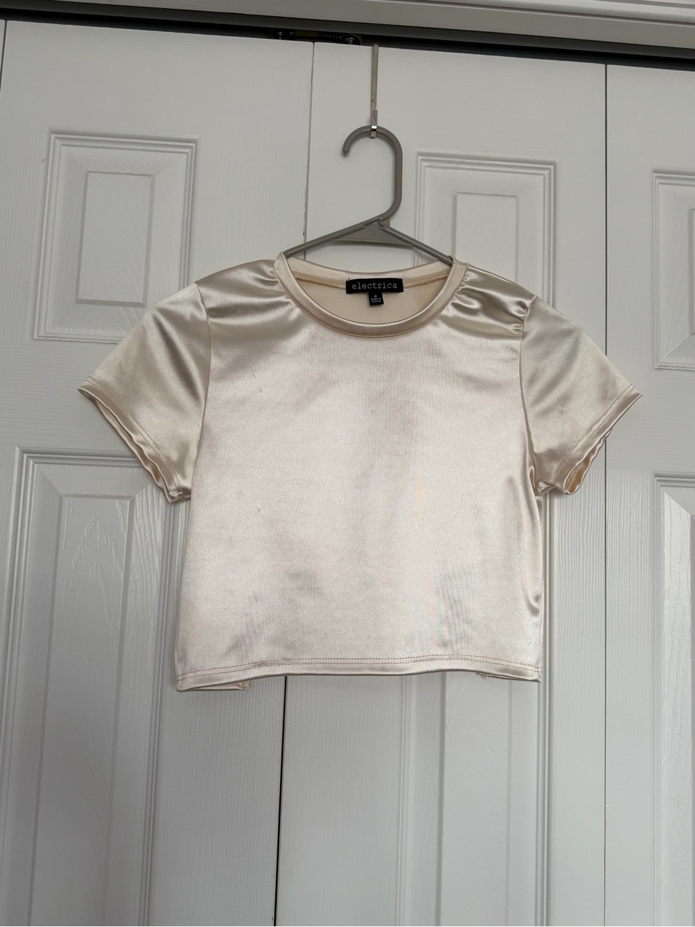Electric Family Ivory Satin Crop Tee